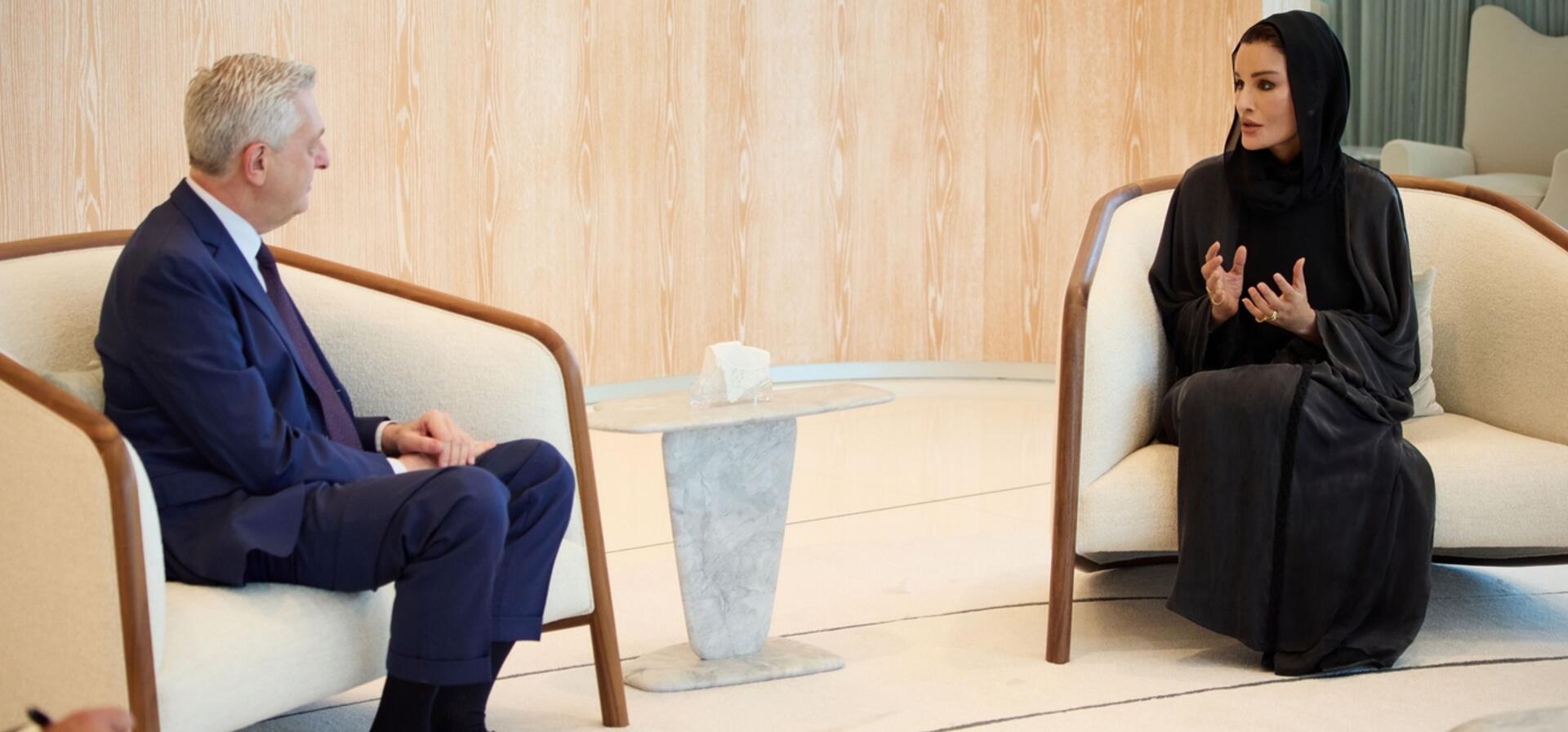 صاحبة السمو تجتمع بالمفوض السامي للأمم المتحدة لشؤون اللاجئين