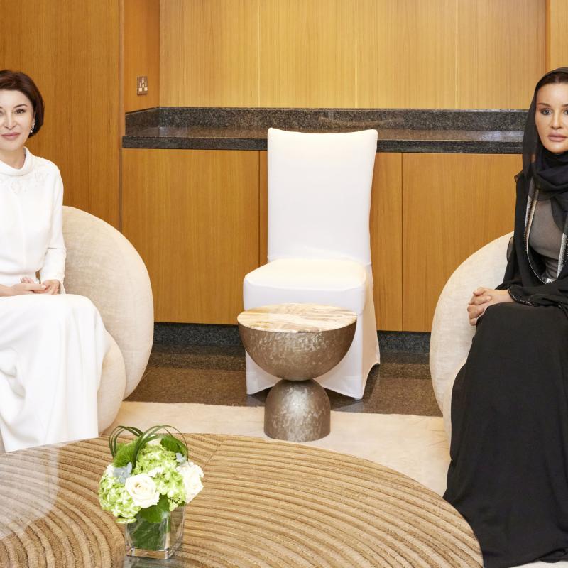Her Highness meets with the First Lady of the Republic of Uzbekistan